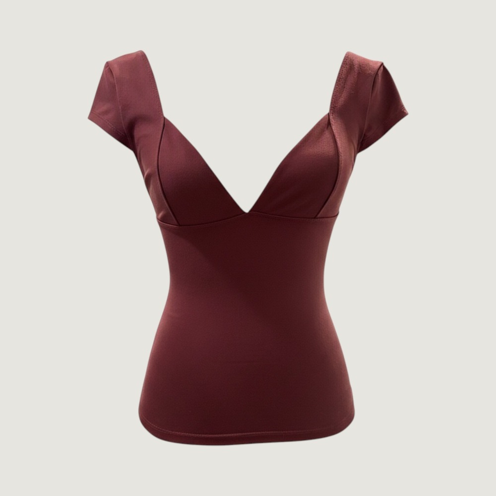 Free People Duo Corset Cami Bodycon Top Womens S Burgundy NEW Deep V-Neck